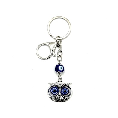 12 x Owl Face Evil Eye Metal Keyring